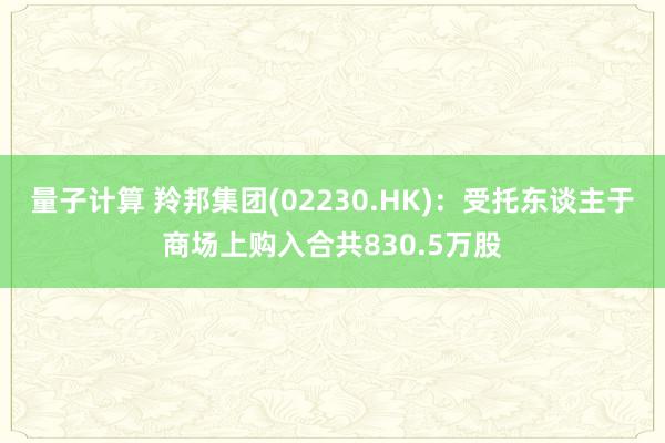 量子计算 羚邦集团(02230.HK)：受托东谈主于商场上购入合共830.5万股