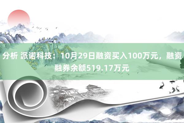 分析 派诺科技：10月29日融资买入100万元，融资融券余额519.17万元