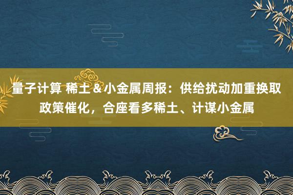 量子计算 稀土＆小金属周报：供给扰动加重换取政策催化，合座看多稀土、计谋小金属