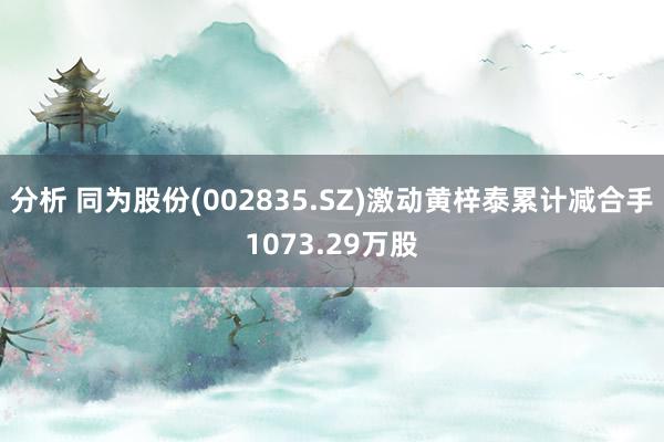 分析 同为股份(002835.SZ)激动黄梓泰累计减合手1073.29万股