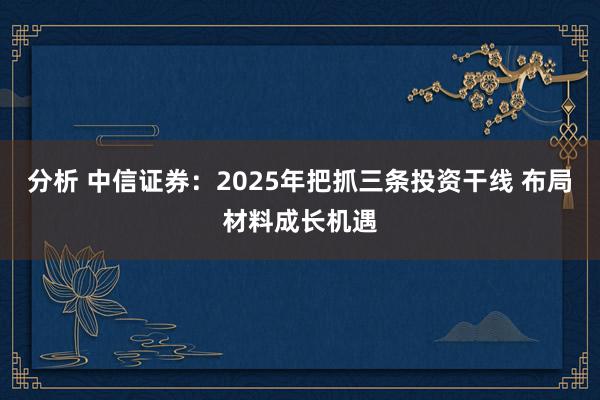 分析 中信证券：2025年把抓三条投资干线 布局材料成长机遇