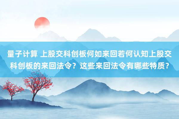 量子计算 上股交科创板何如来回若何认知上股交科创板的来回法令？这些来回法令有哪些特质？