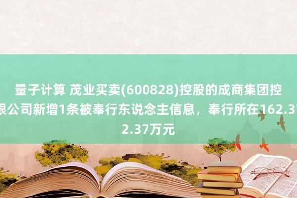 量子计算 茂业买卖(600828)控股的成商集团控股有限公司新增1条被奉行东说念主信息，奉行所在162.37万元