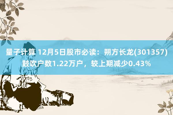 量子计算 12月5日股市必读：朔方长龙(301357)鼓吹户数1.22万户，较上期减少0.43%