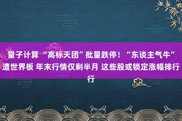 量子计算 “高标天团”批量跌停！“东谈主气牛”遭世界板 年末行情仅剩半月 这些股或锁定涨幅排行