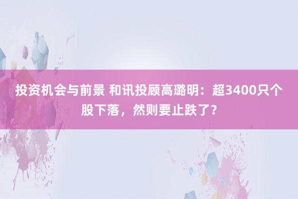 投资机会与前景 和讯投顾高璐明：超3400只个股下落，然则要止跌了？