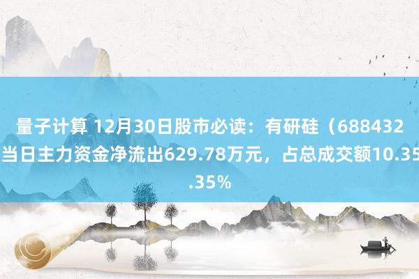 量子计算 12月30日股市必读：有研硅（688432）当日主力资金净流出629.78万元，占总成交额10.35%