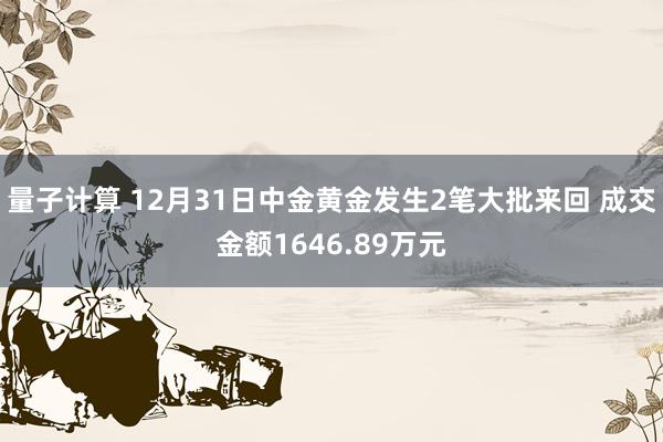 量子计算 12月31日中金黄金发生2笔大批来回 成交金额1646.89万元