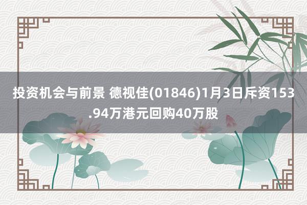 投资机会与前景 德视佳(01846)1月3日斥资153.94万港元回购40万股