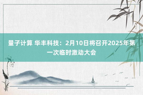 量子计算 华丰科技：2月10日将召开2025年第一次临时激动大会