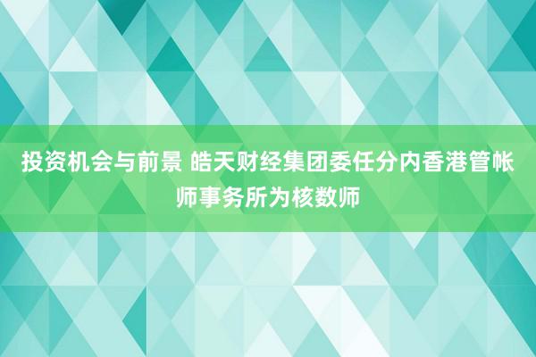 投资机会与前景 皓天财经集团委任分内香港管帐师事务所为核数师