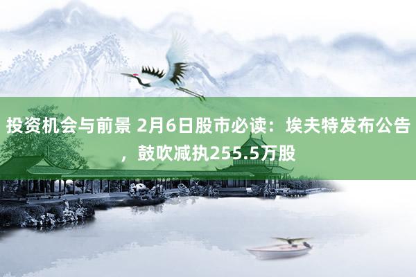 投资机会与前景 2月6日股市必读：埃夫特发布公告，鼓吹减执255.5万股