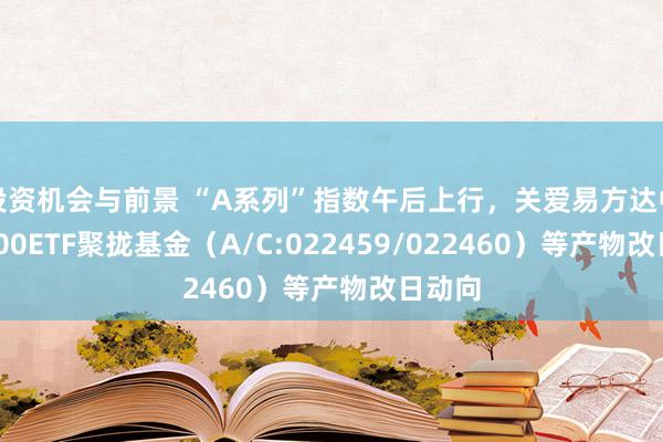 投资机会与前景 “A系列”指数午后上行，关爱易方达中证A500ETF聚拢基金（A/C:022459/022460）等产物改日动向