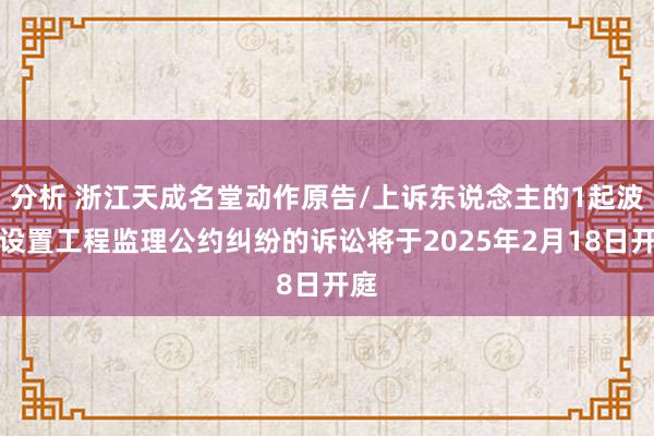 分析 浙江天成名堂动作原告/上诉东说念主的1起波及设置工程监理公约纠纷的诉讼将于2025年2月18日开庭