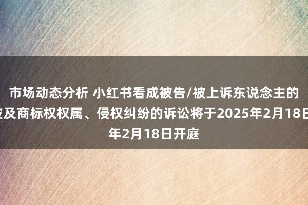 市场动态分析 小红书看成被告/被上诉东说念主的1起波及商标权权属、侵权纠纷的诉讼将于2025年2月18日开庭