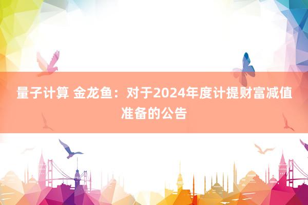 量子计算 金龙鱼：对于2024年度计提财富减值准备的公告