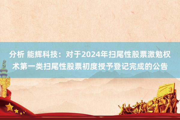 分析 能辉科技：对于2024年扫尾性股票激勉权术第一类扫尾性股票初度授予登记完成的公告