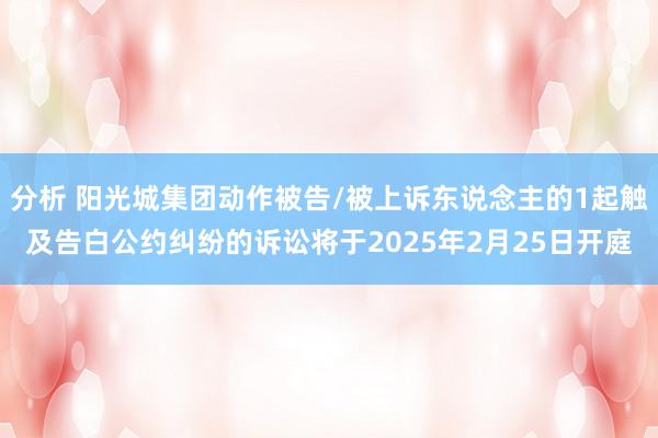 分析 阳光城集团动作被告/被上诉东说念主的1起触及告白公约纠纷的诉讼将于2025年2月25日开庭