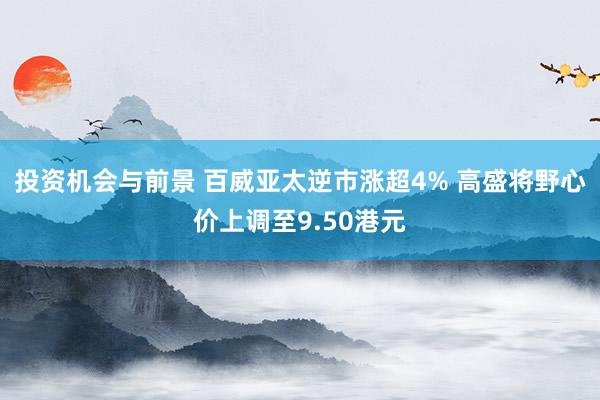 投资机会与前景 百威亚太逆市涨超4% 高盛将野心价上调至9.50港元