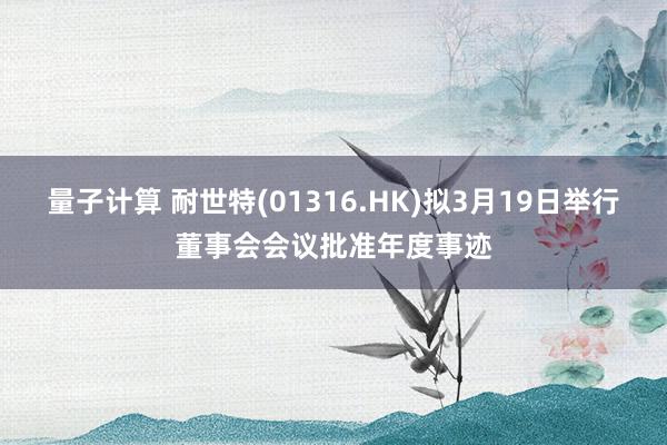 量子计算 耐世特(01316.HK)拟3月19日举行董事会会议批准年度事迹