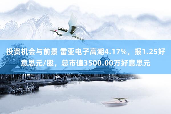 投资机会与前景 雷亚电子高潮4.17%，报1.25好意思元/股，总市值3500.00万好意思元