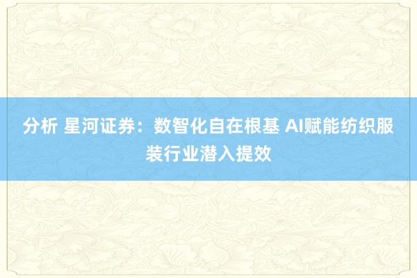 分析 星河证券：数智化自在根基 AI赋能纺织服装行业潜入提效