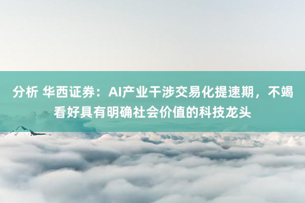 分析 华西证券：AI产业干涉交易化提速期，不竭看好具有明确社会价值的科技龙头